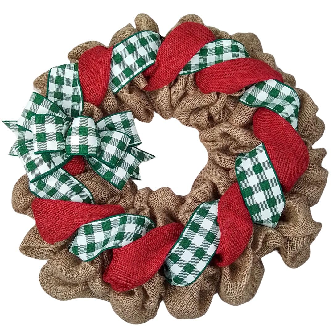 Buffalo Check Burlap Wreath for Front Door - Black and White Year-Round Home Decor - Perfect Gift for Mom (Christmas, Housewarming, Custom) - Ideal for Farmhouse, Rustic, and Holiday Door Decorations