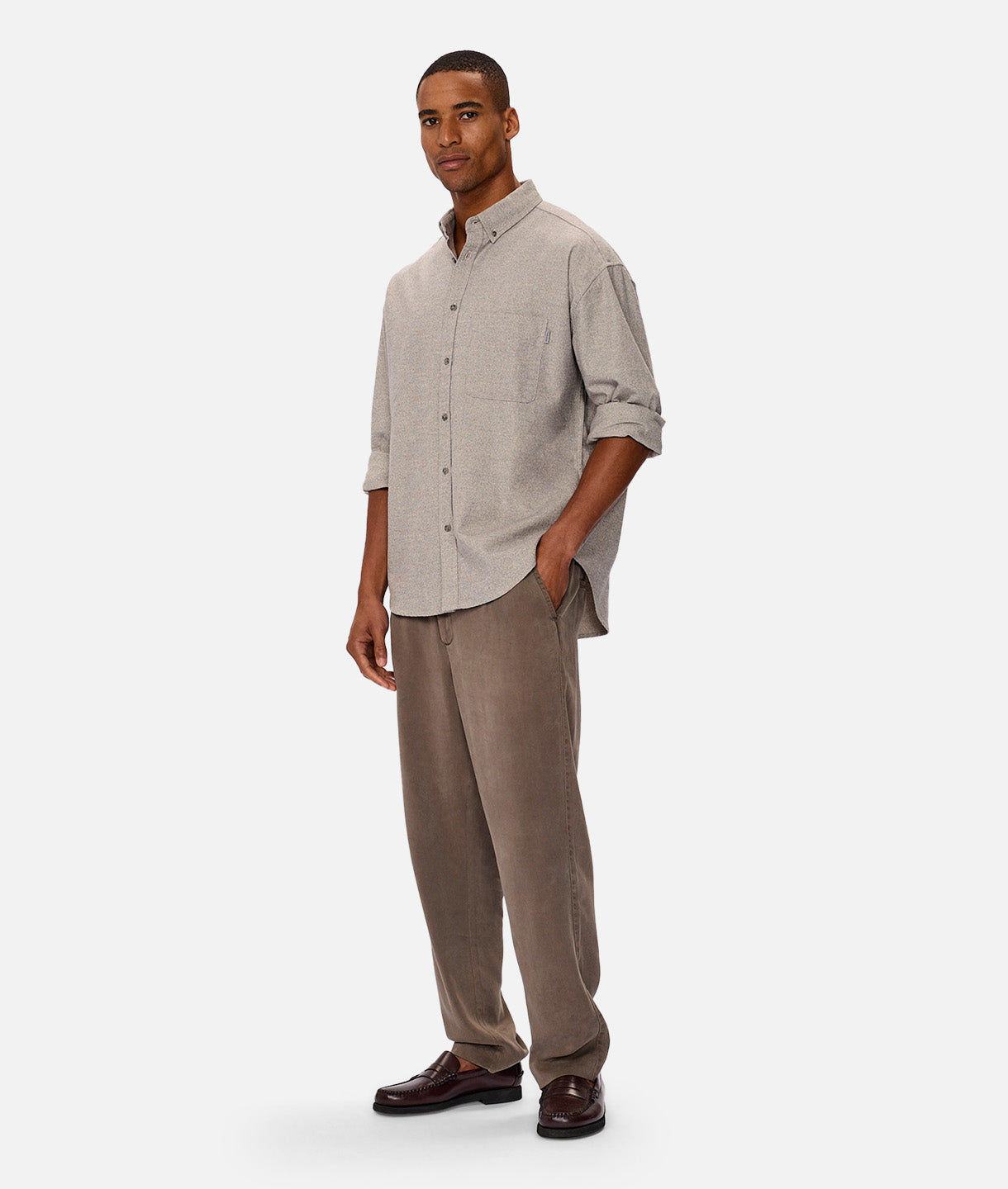 Abington Long Sleeve Shirt - Classic Salt & Pepper Color - Perfect for Office Wear & Casual Outfits