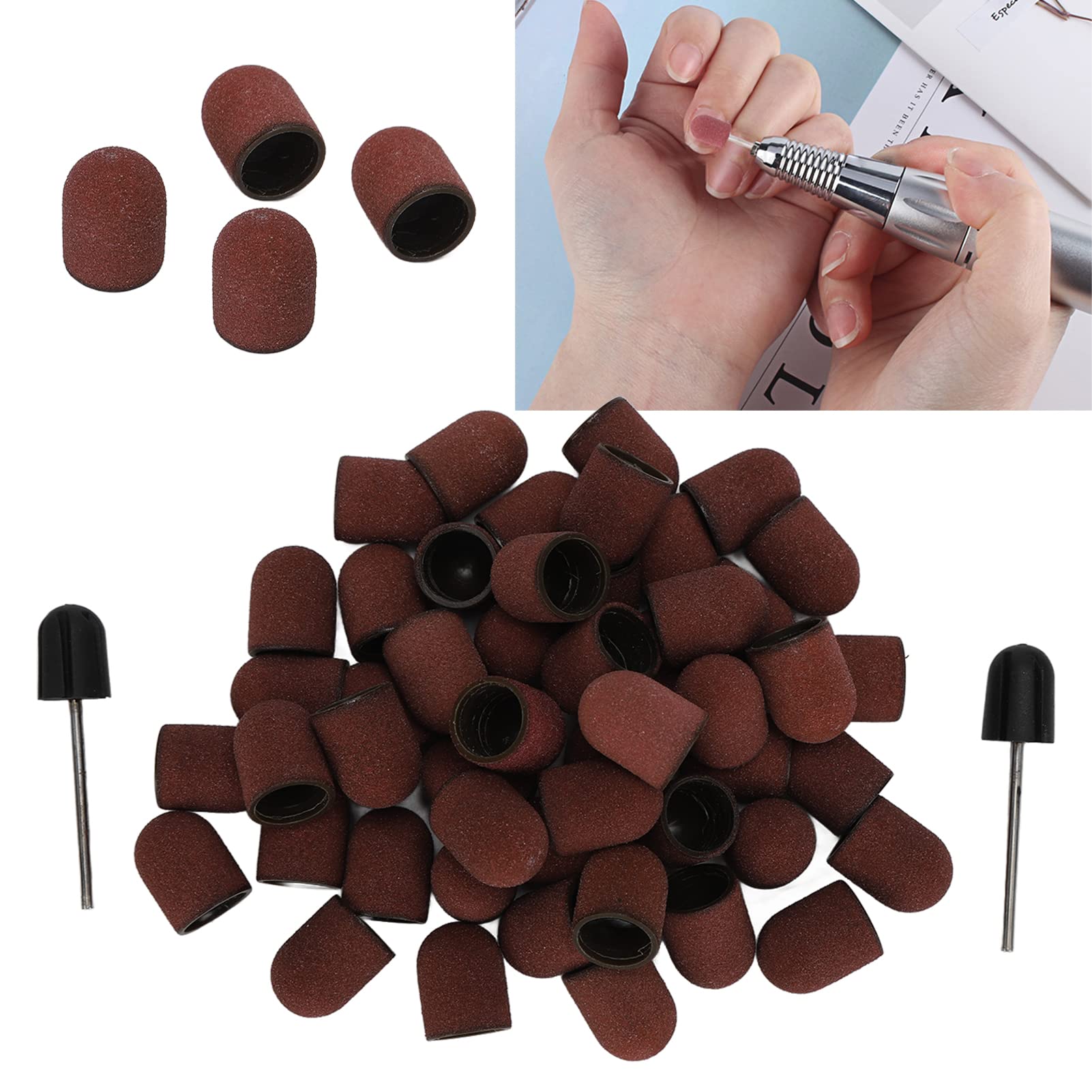 80# Grit Nail Sanding Drill Bits Set - Professional Manicure Polishing & Grinding Heads with Shaft for Nail Drill Machine | Perfect for Salon, Home Nail Art & DIY Pedicure Care