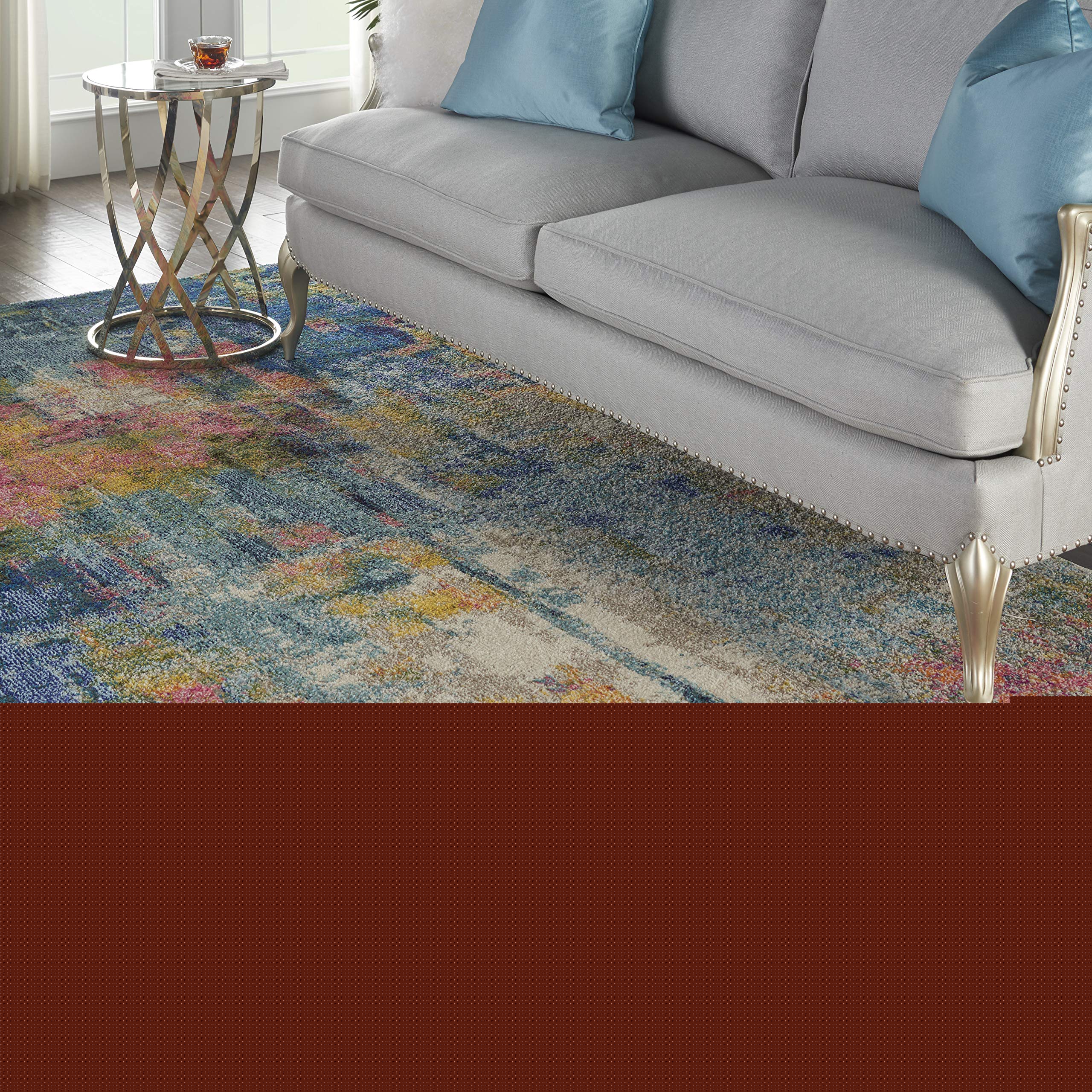 Nourison Celestial Blue/Yellow 10' x 14' Contemporary Abstract Area Rug | Non-Shedding & Easy Cleaning | Perfect for Bedroom, Living Room, Dining Room & Kitchen Decor