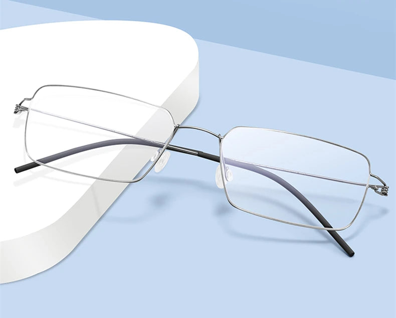 Stylish Black Titanium Square Full Rim Screwless Eyeglasses for Women - Trendy & Durable Frame for Work, Reading & Everyday Use