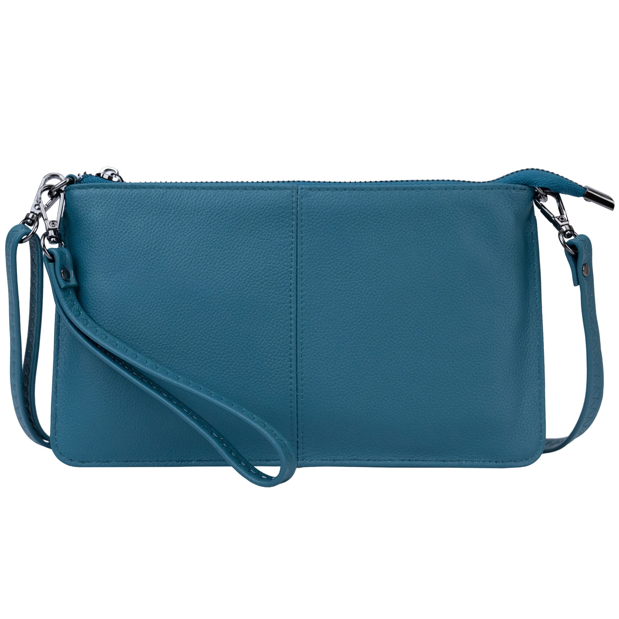 Bveyzi Genuine Leather Wristlet Purse for Women - Elegant Envelope Clutch Wallet & Small Crossbody Bag - Perfect for Evening Parties, Weddings, and Formal Events