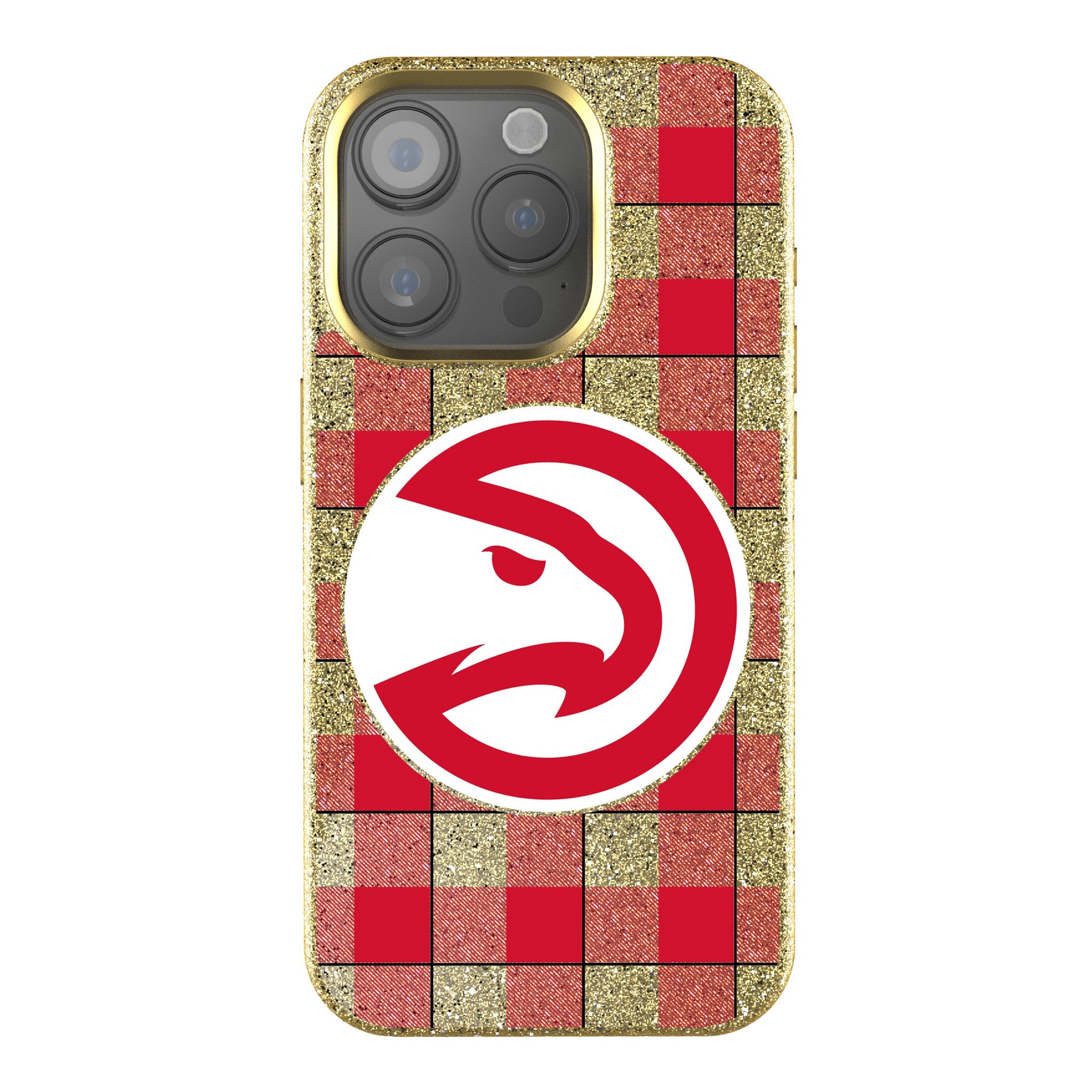 Atlanta Hawks Plaid Rhinestone Phone Case - Stylish & Protective Cover for iPhone & Android - Perfect for Basketball Fans & Game Days
