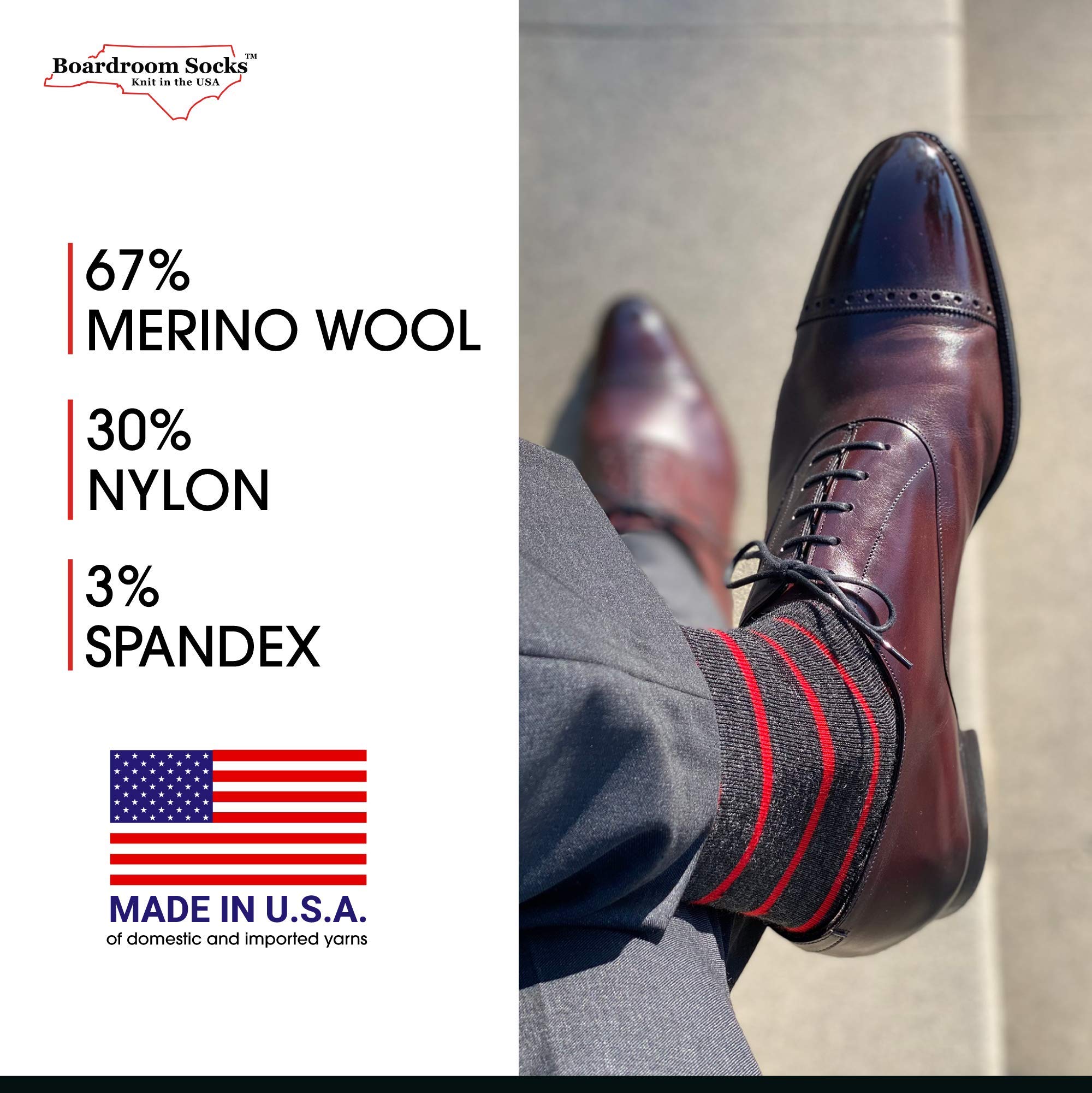 Premium Merino Wool Mid-Calf Dress Socks for Men - Breathable, Comfortable & Stylish Patterned Socks for Business, Office & Formal Occasions