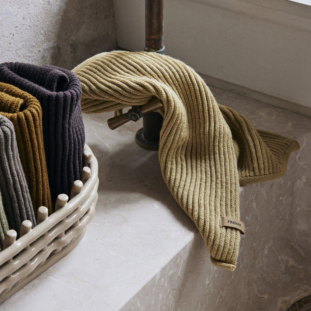 FERM LIVING Day Cloths - Set of 7 Soft Cotton Dish Towels in Calming Colors | Perfect for Kitchen, Bathroom & Everyday Cleaning Tasks