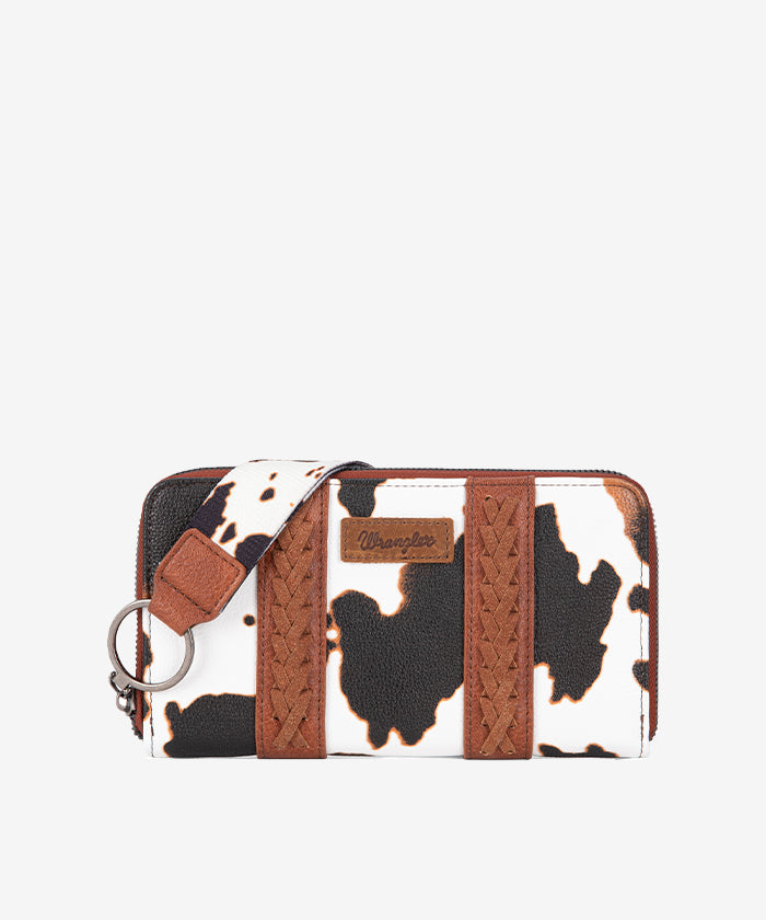 Wrangler Genuine Leather Cow Print Bifold Wallet for Men - Stylish & Durable RFID Blocking Wallet for Everyday Use and Travel