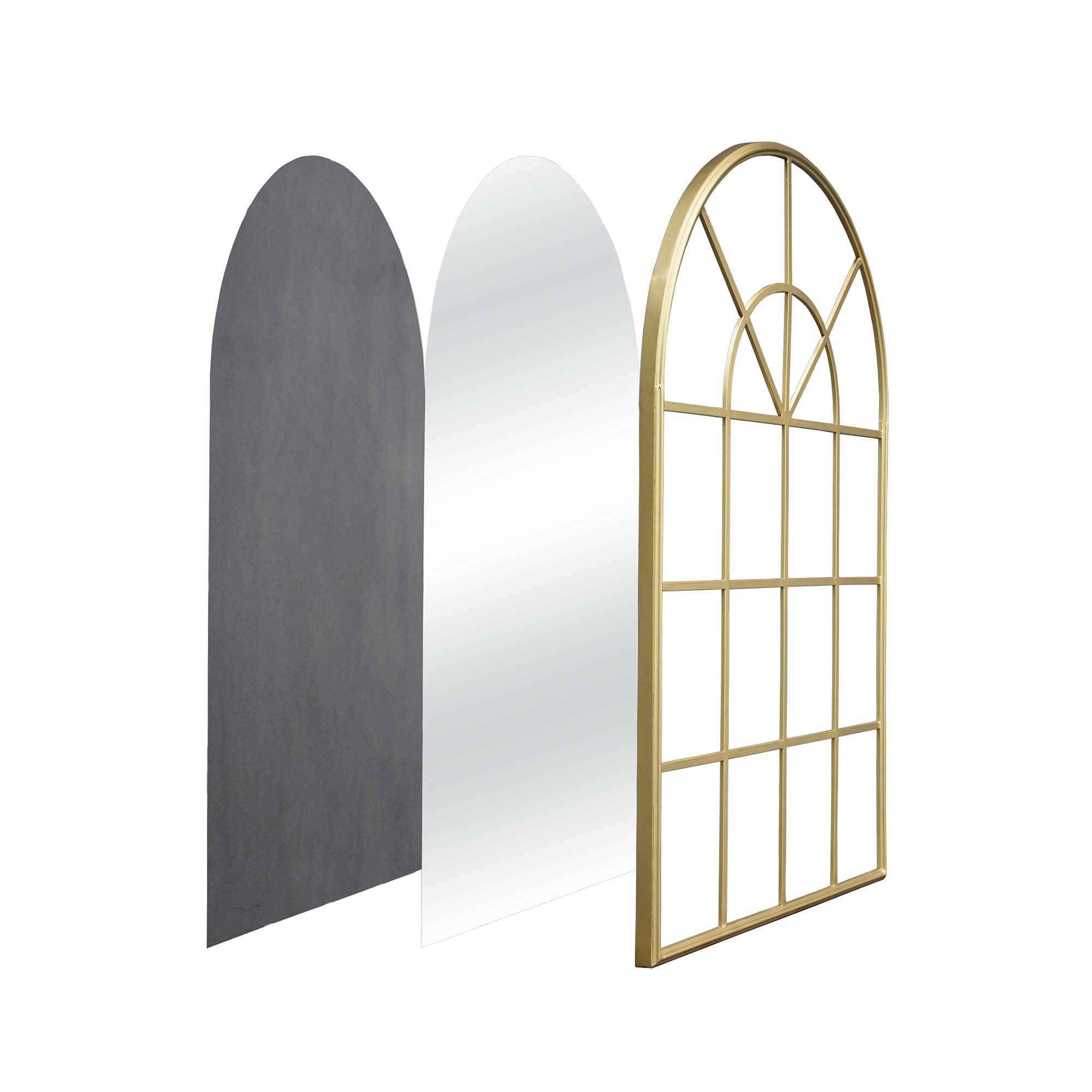 Gold Arched Window Mirror with Metal Frame - 41.5'' Twin Lakes Wall Mounted Cathedral Mirror for Living Room & Bedroom Decor | Elegant Home Accent for Entryway, Hallway, or Bathroom