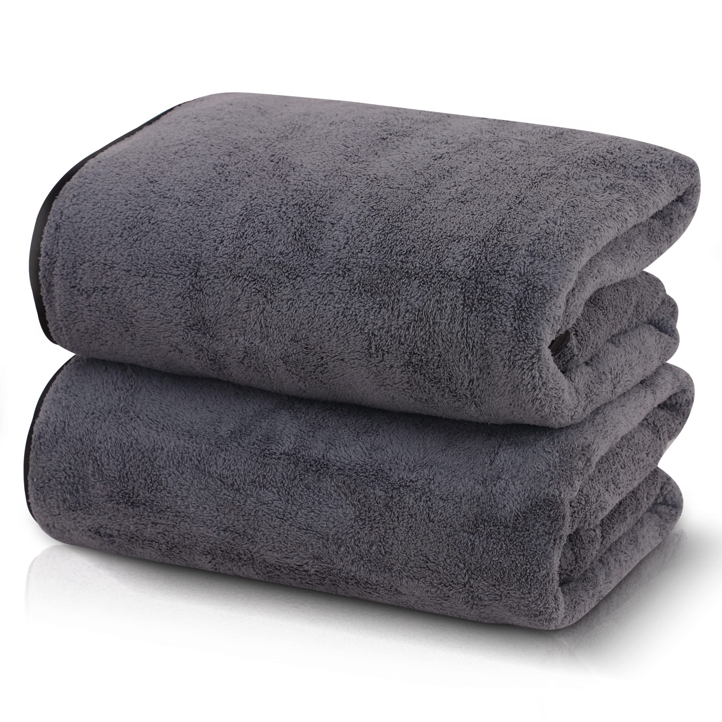 Premium Microfiber Bath Towels - 2 Pack Ultra Soft Quick Dry Gym Towels 27x55 Inches for Yoga, Travel & Fitness - Lightweight Absorbent Dark Grey Sports Towels for Home, Spa & Beach Use