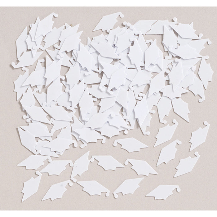 12-Piece Bulk Graduation Mortarboard Confetti in White - Perfect for Graduation Parties, School Events & Celebrations