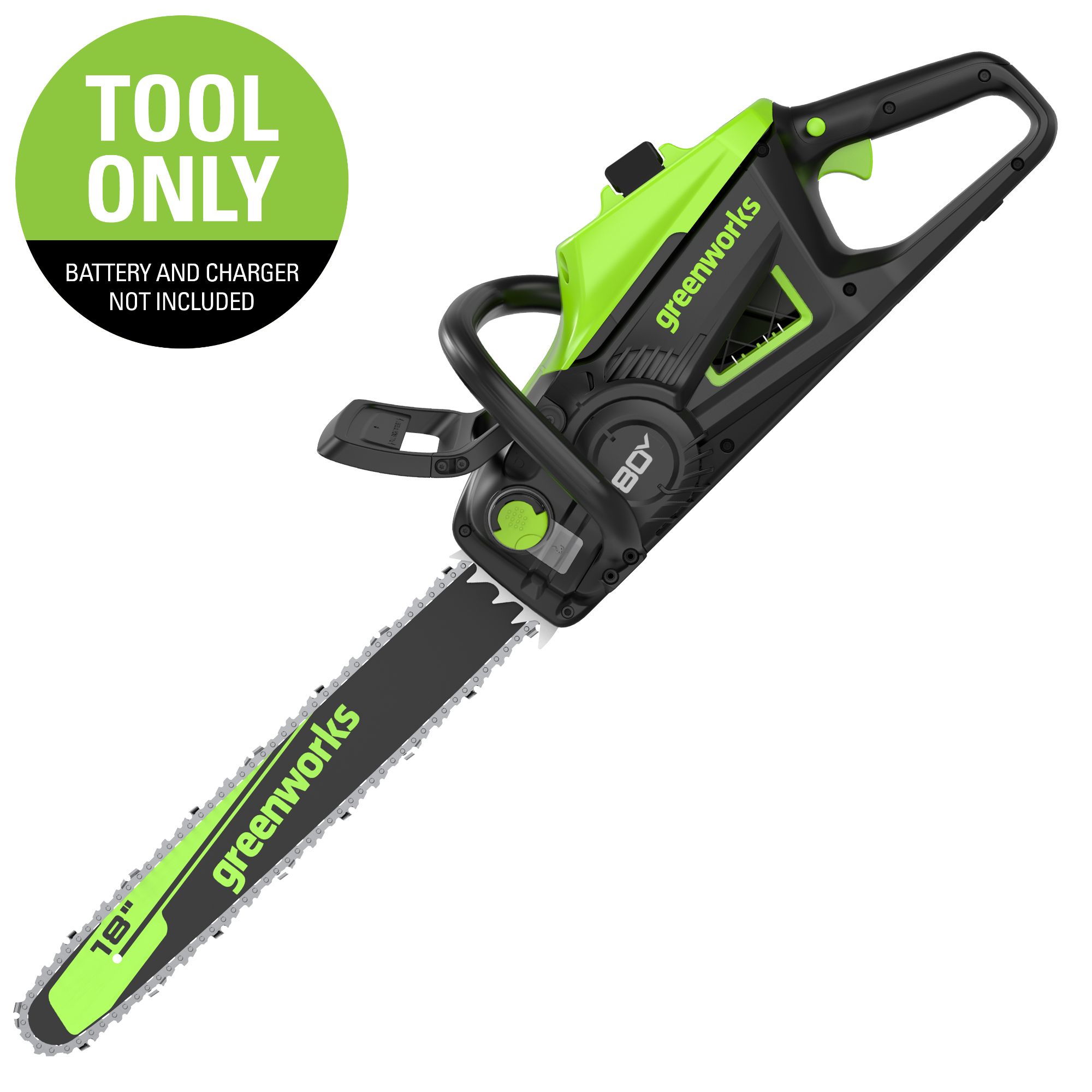 80V 18-Inch Cordless Battery Chainsaw with 2 Extra Chains (Tool Only) - Perfect for Tree Trimming, Firewood Cutting & Yard Maintenance