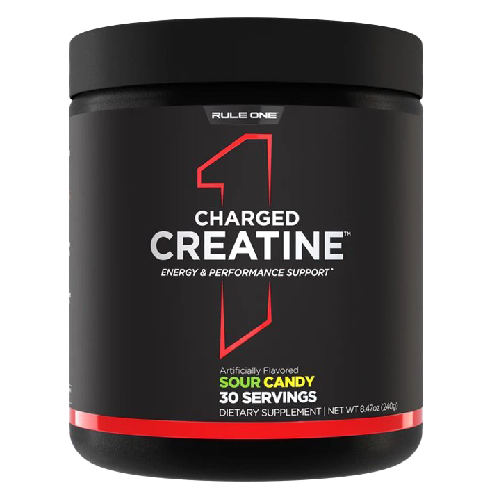 Charged Creatine Powder - Sour Candy Flavor 240g for Muscle Growth & Recovery - Pre & Post Workout Supplement for Athletes & Fitness Enthusiasts