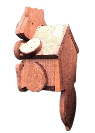 Handmade Rustic Raccoon Birdhouse - Amish Crafted Mushroom-Shaped Wooden Bird House for Garden Decor & Wildlife Habitat
