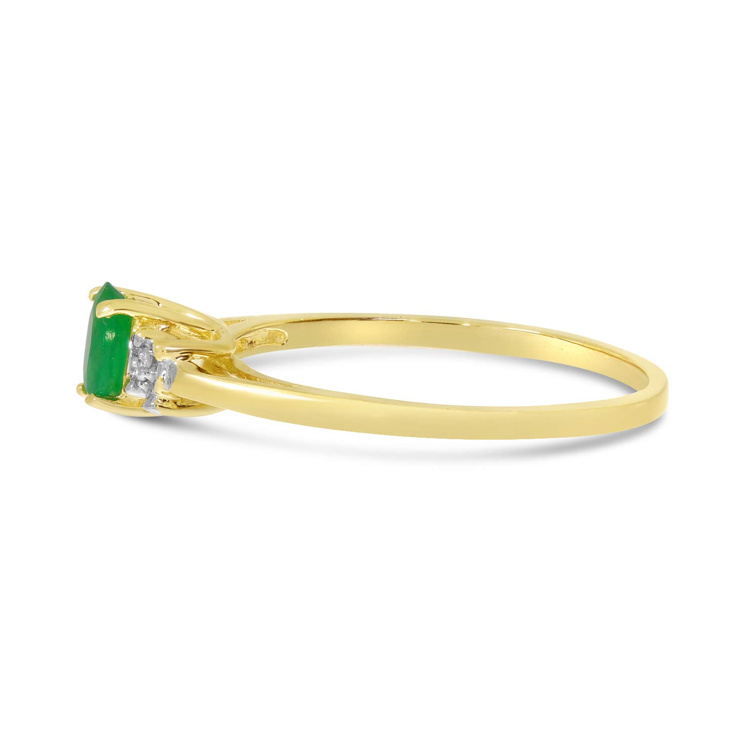 10K Yellow Gold Genuine Birthstone Solitaire Oval Engagement Ring with Diamond - Perfect for Wedding Proposals, Anniversary Gifts & Special Occasions | Jewels By Lux