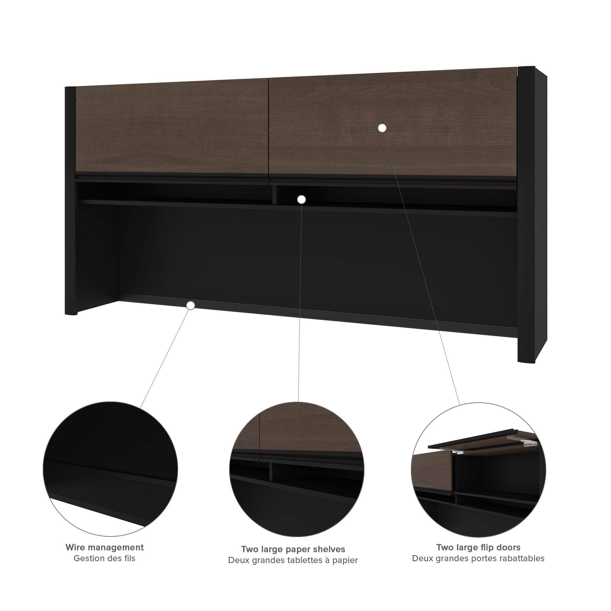 L Shaped Desk with Lateral File Cabinet and Hutch - 2 Color Options for Home Office & Workspace Organization