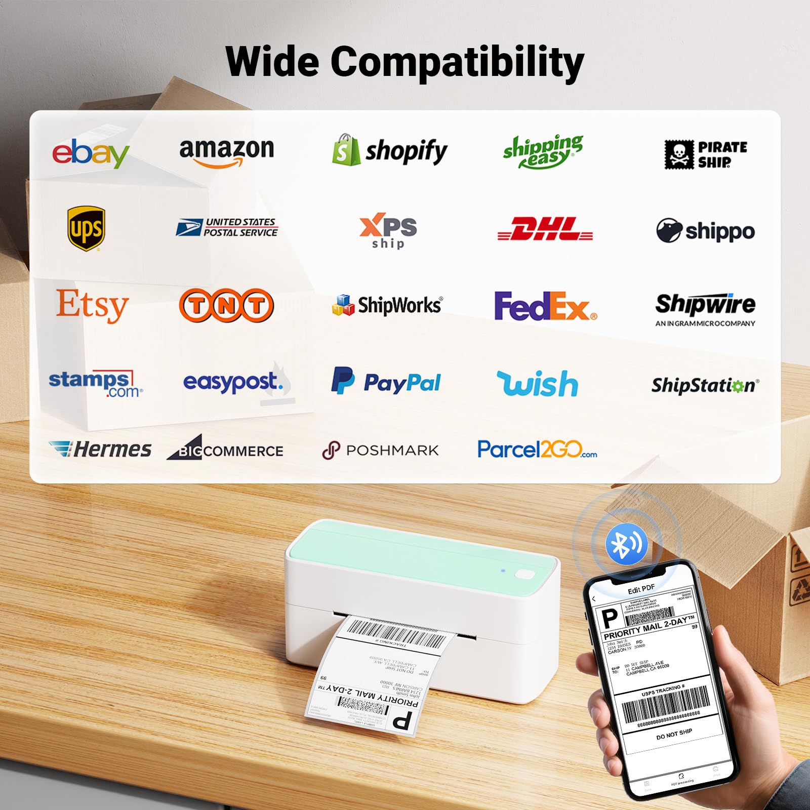 Itari 4x6 Wireless Bluetooth Shipping Label Printer - Compatible with Etsy, Shopify, eBay, UPS, DHL - Perfect for Home Business, E-commerce Sellers & Small Business Shipping Needs