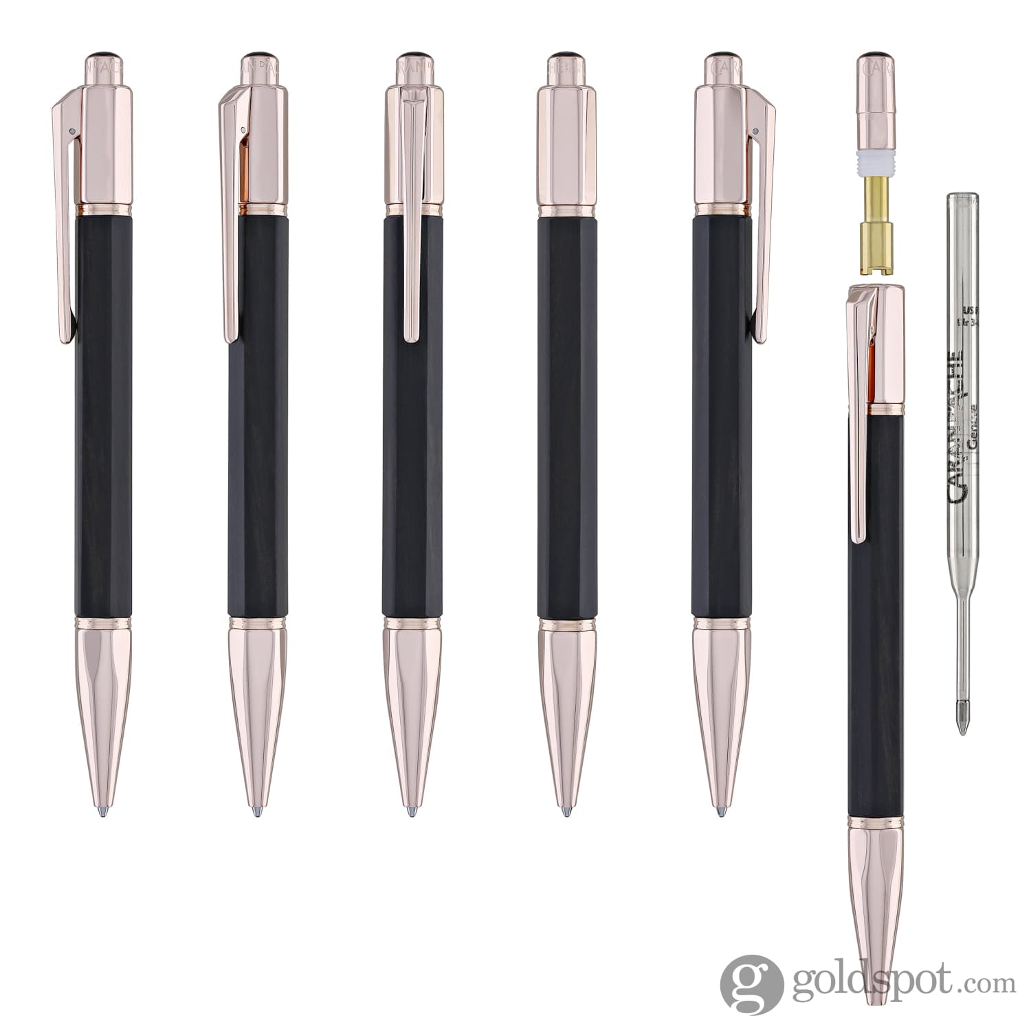 Luxury Caran d'Ache Varius Ebony Wood Ballpoint Pen with Rose Gold Coating - Premium Writing Instrument for Business, Gifting & Collectors