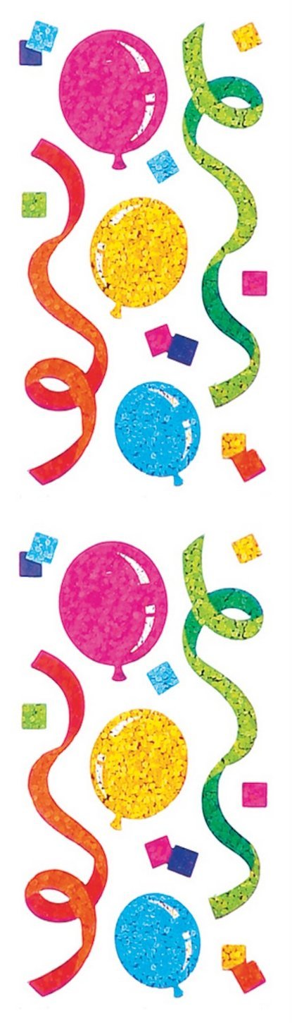 Jillson Roberts Prismatic Stickers, Balloons and Streamers - 12-Sheet Party Decorations Kit (S7008) for Birthday, Baby Shower & Celebration Decorations