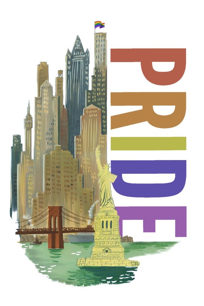 New York City Gay Pride Vintage Watercolor Skyline Wall Art - 24x36 Gallery Quality Metal Print, Aluminum Decor for Home & Office - Perfect for LGBTQ+ Pride Celebrations, Urban Decor & Modern Spaces
