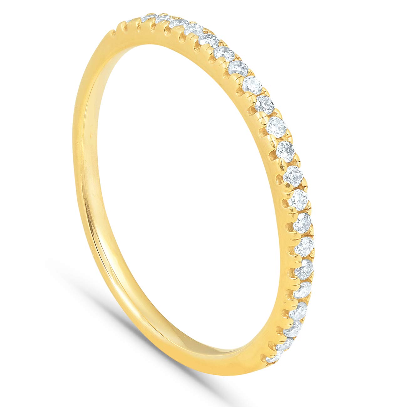 10K Yellow Gold Diamond Wedding Ring for Women - Stackable Band, Perfect for Bridal Sets, Anniversaries & Special Occasions