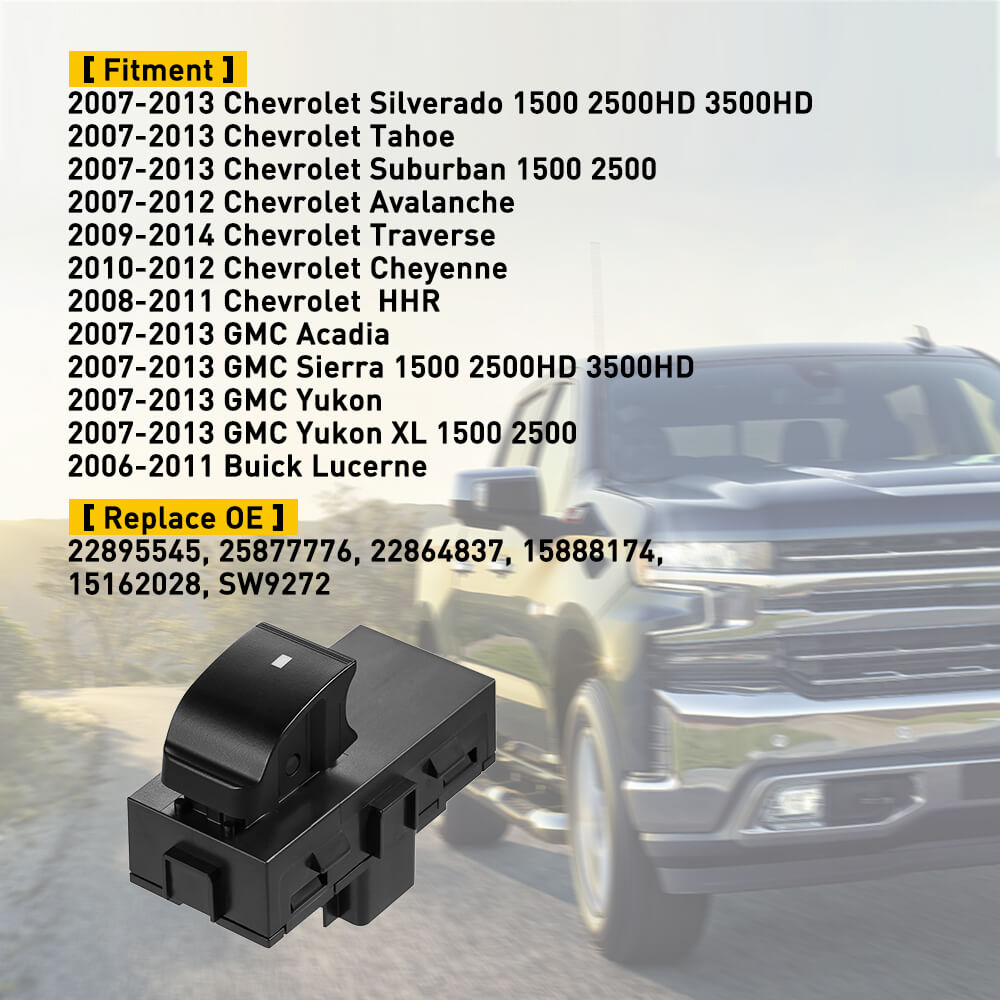 Chevrolet GMC Buick Lucerne Power Window Switch 8 Pin - Passenger Side & Rear Side Replacement - Easy DIY Install for Smooth Window Operation