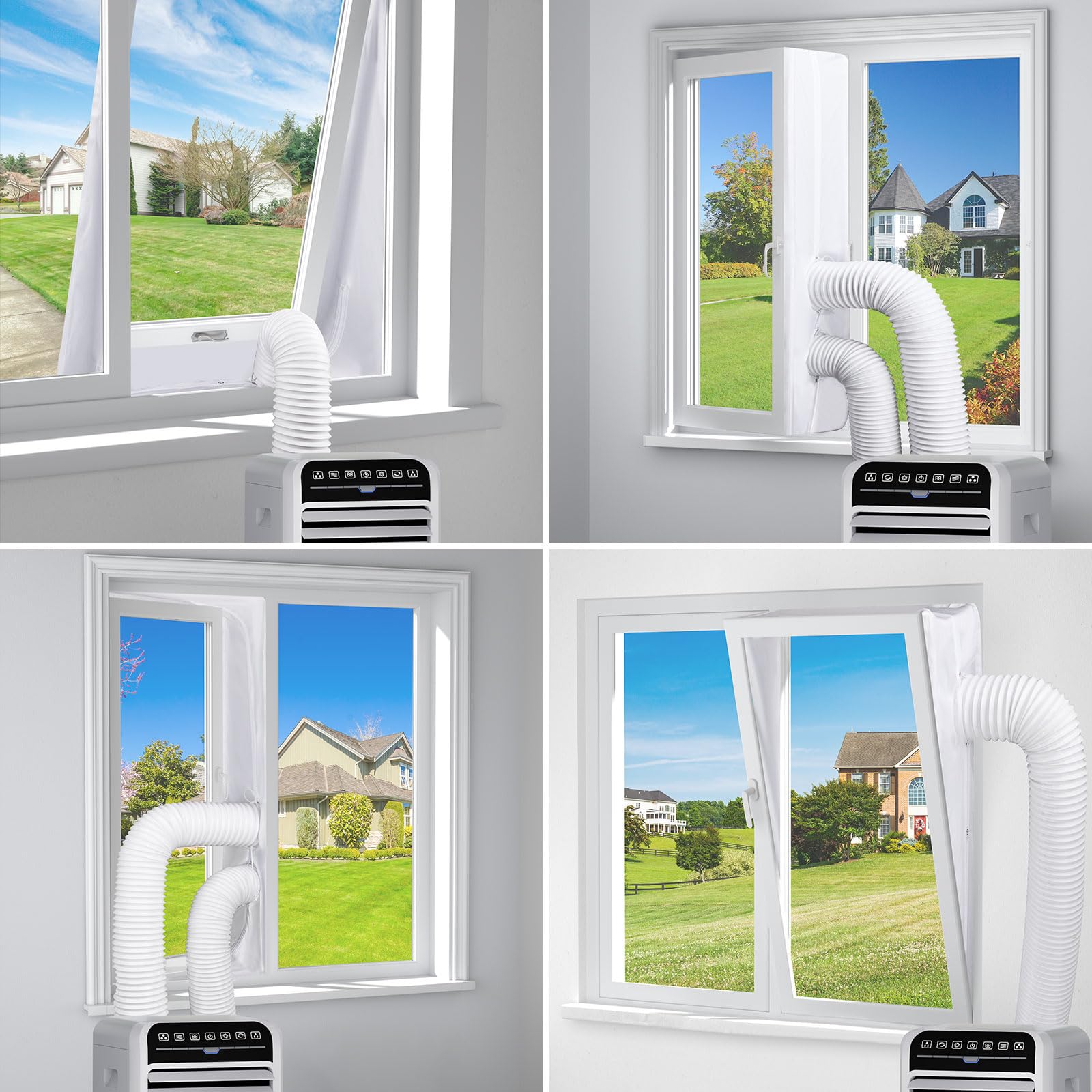 400cm Universal Window Seal Kit for Mobile Air Conditioners & Tumble Dryers - AC Exhaust Hose Extension with Casement Window Adapter for Portable Cooling & Ventilation (Perfect for Bedrooms, Apartments & Small Spaces)