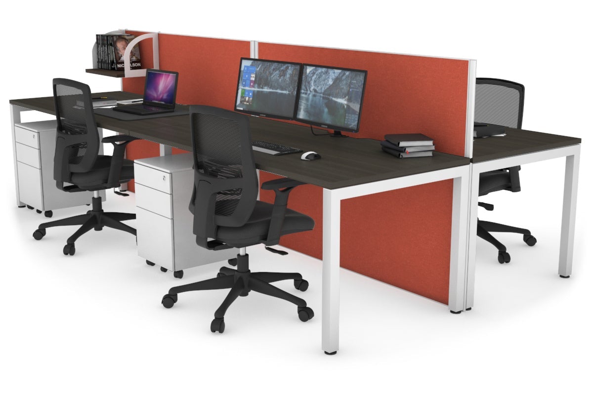 Horizon Quadro 4-Person Office Workstation Bench with Square Legs - 1800L x 800W Dimensions, Cable Management Scallop - Perfect for Collaborative Workspaces, Open Office Layouts & Team Workstations