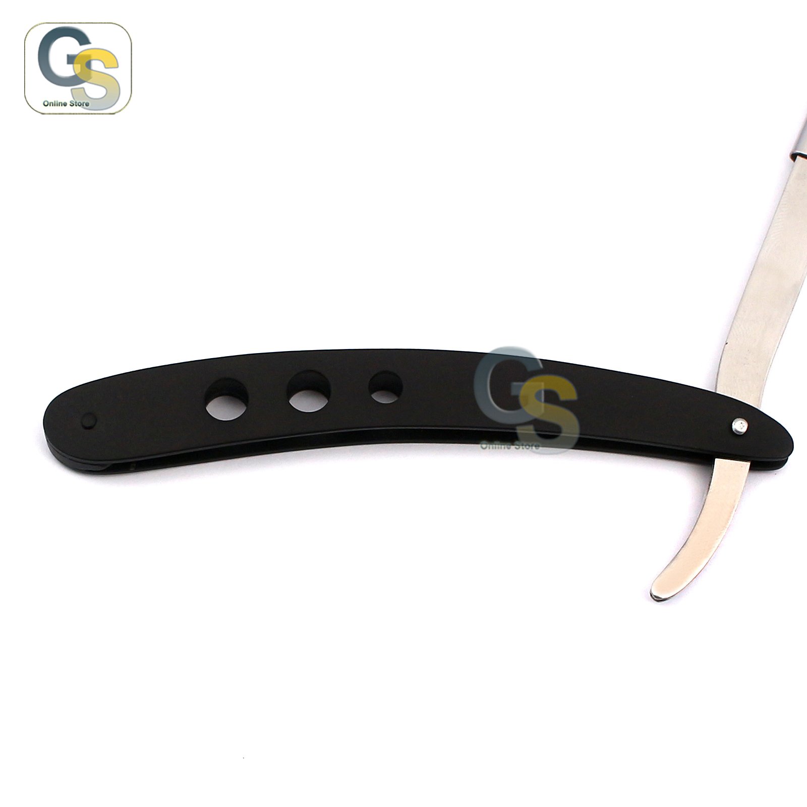 G.S Professional Straight Edge Razor with 100 Single Edge Blades - Premium Men's Safety Shaver for Close Shaving, Silver & Black 3-Hole Design - Perfect for Barber Shops, Home Grooming & Travel