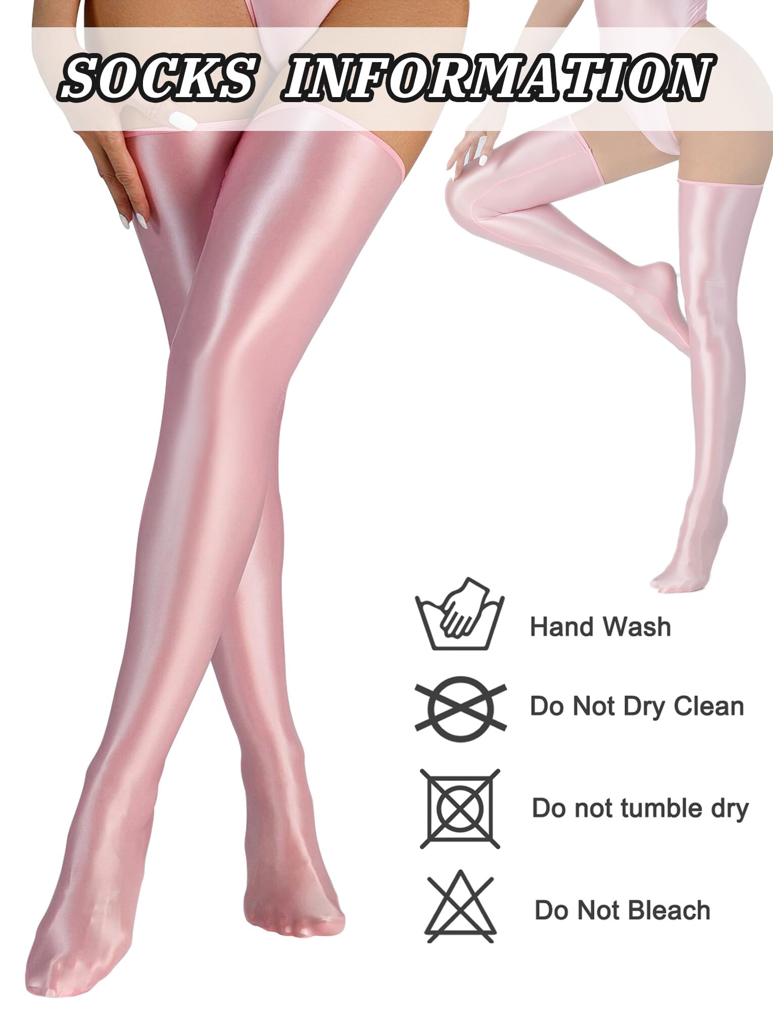 AIEOE Women's Thigh High Stockings - Oily Glossy Knee High Socks, Sexy Shiny Hold Up Stockings for Women, Wet Look Overknee Socks - Perfect for Cosplay, Date Night & Fashion Outfits