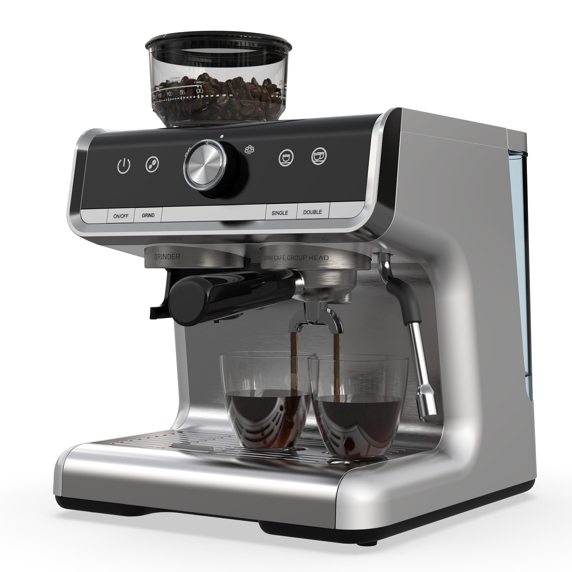20 Bar Espresso Coffee Machine with Milk Frother - 2.8L Removable Water Tank, 1450W Semi-Automatic Espresso Maker with Built-in Grinder for Latte & Cappuccino | Perfect for Home Baristas & Coffee Lovers | Ideal for Kitchen, Office & Gift Giving