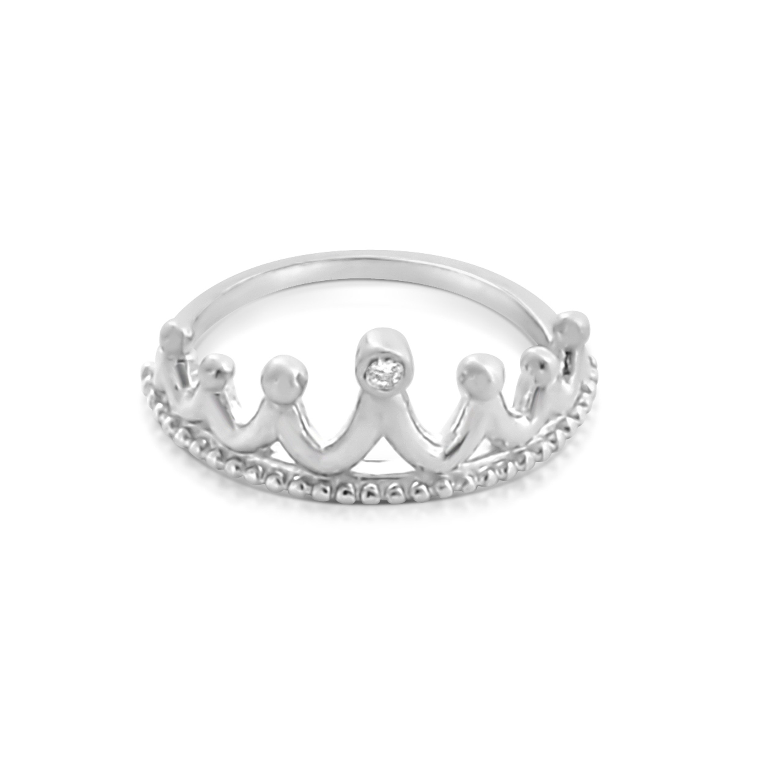 925 Sterling Silver Princess Tiara Ring with 0.03ct Diamond (Size 5-9) - Elegant Jewelry for Weddings, Prom & Special Occasions