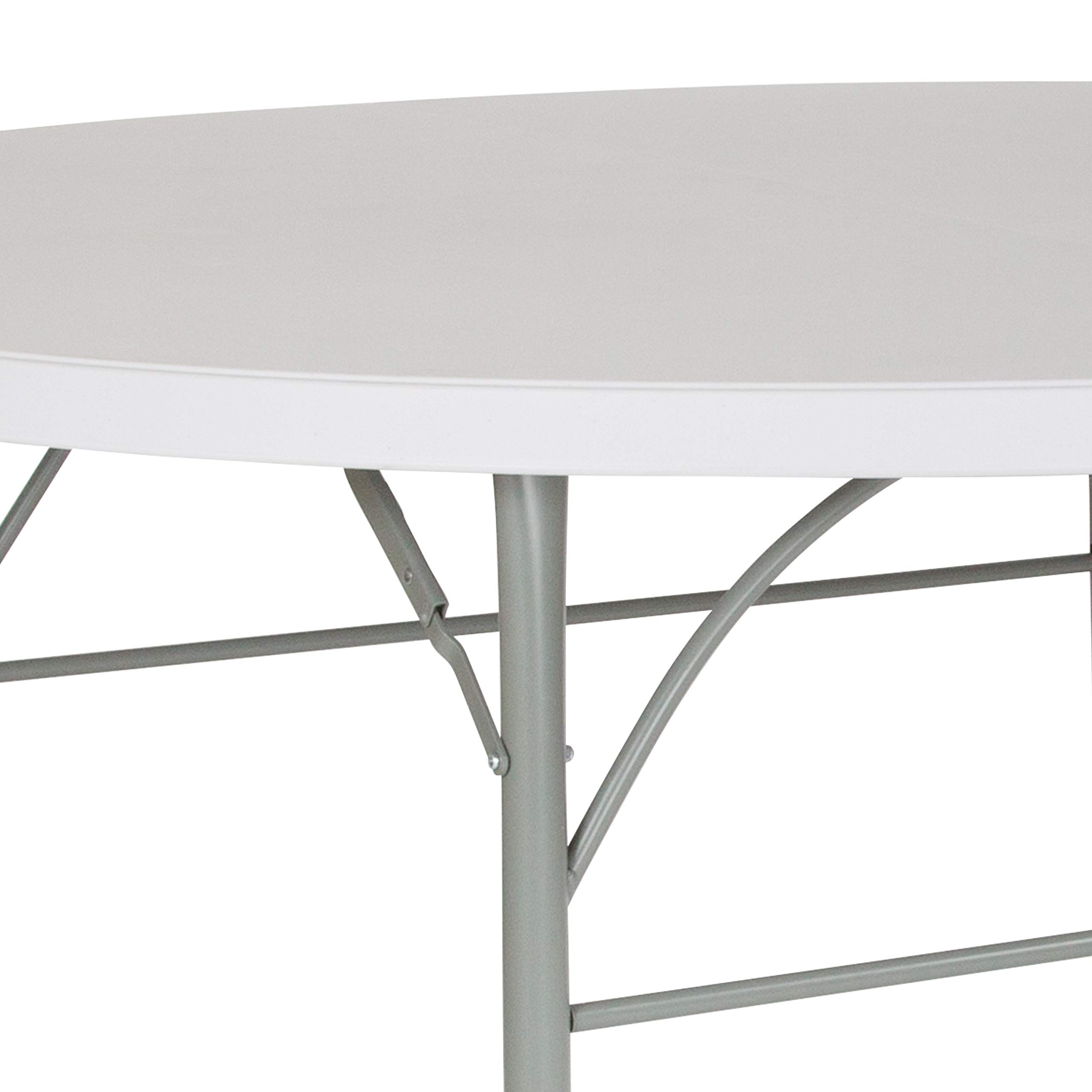 Flash Furniture Stonewall 6-Foot Round Plastic Folding Event Table with Carrying Handle - Bi-Fold Portable Banquet Table for Indoor & Outdoor Use - Ideal for Parties, Picnics, Weddings & Events - White