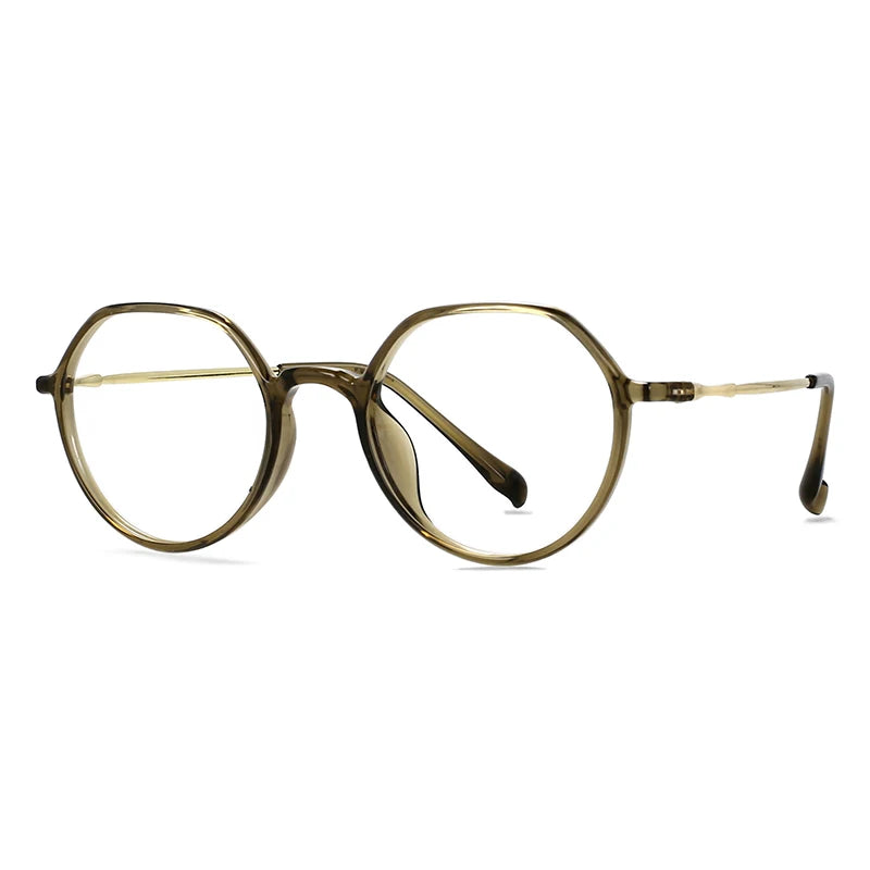 CCspace Unisex Full Rim Round TR90 Titanium Eyeglasses Frame 57100 - Lightweight & Durable for Work, Reading & Everyday Wear