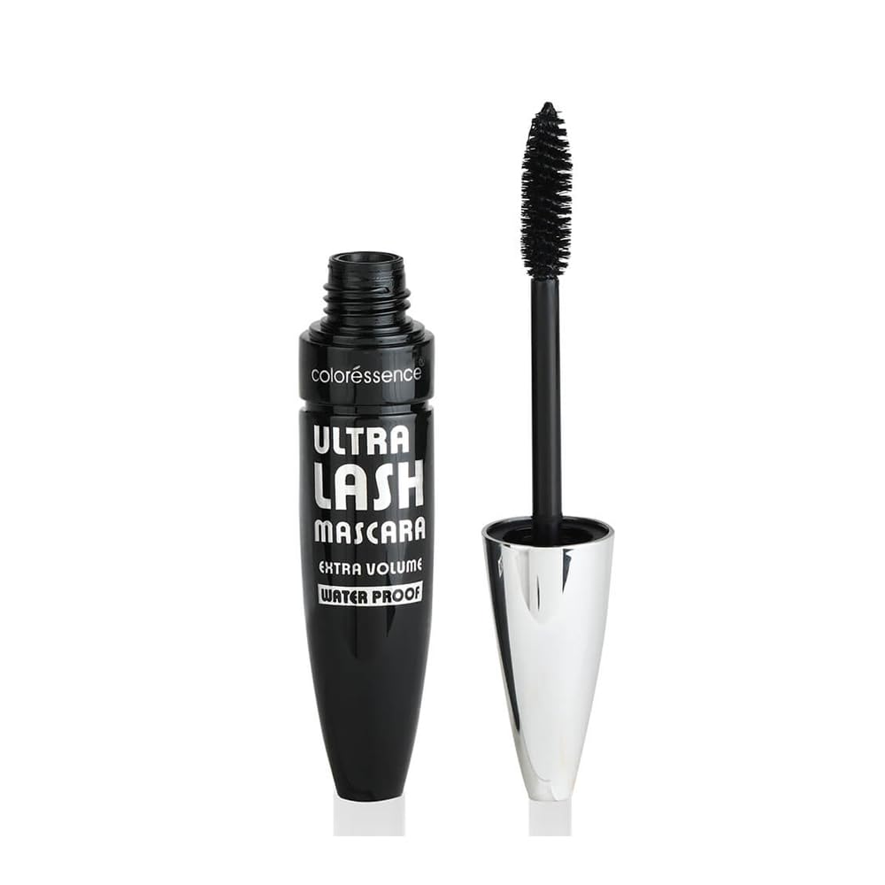 COLORESSENCE Ultra Lash Mascara - Waterproof & Smudge Proof Volumizing Mascara for Dramatic Lashes, Black | Long-Lasting, Lightweight Formula for Everyday Wear & Special Occasions