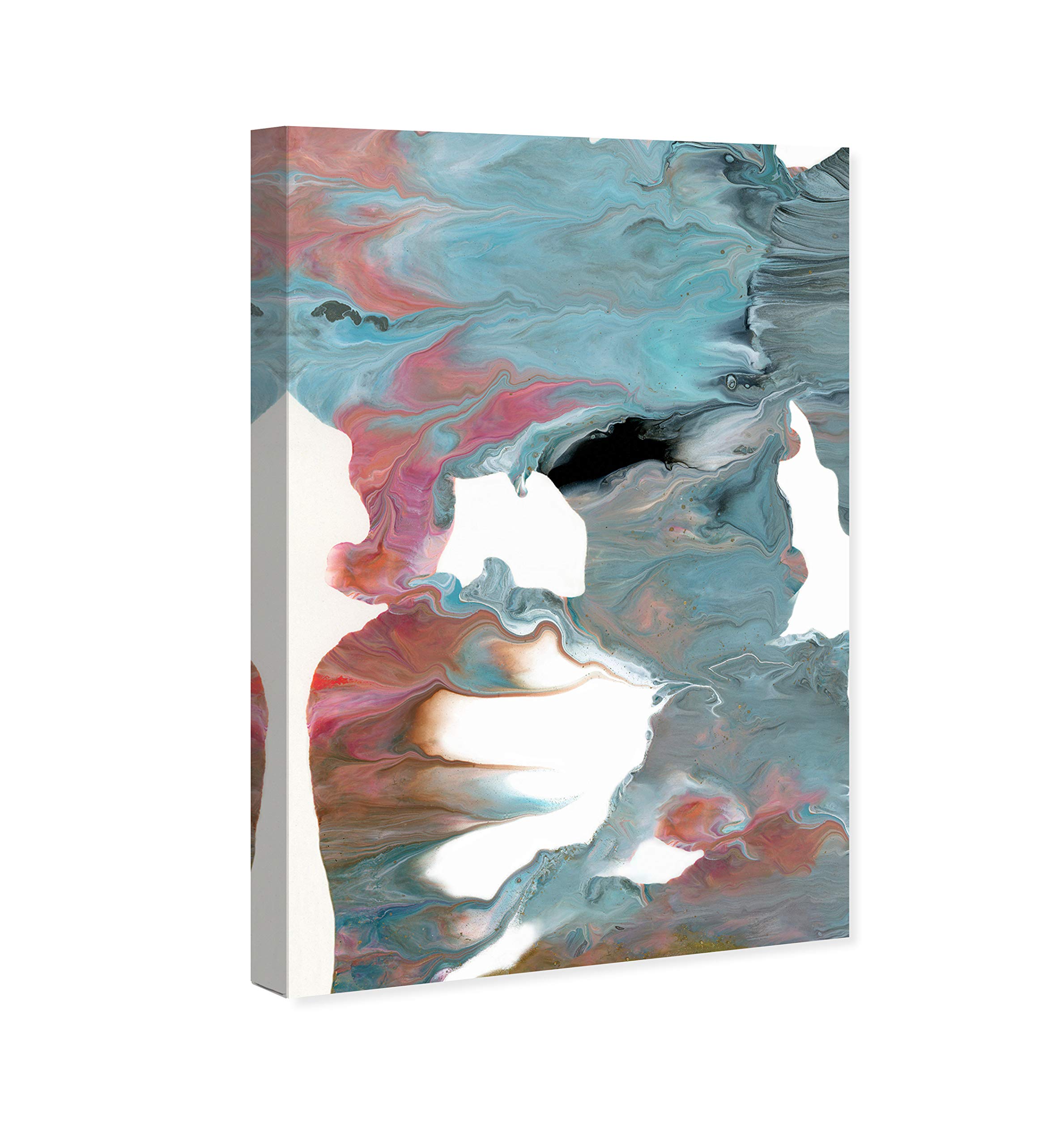 Abstract Wall Art Canvas Print 'De Fiesta' - Blue & White Modern Painting for Living Room Decor - 30