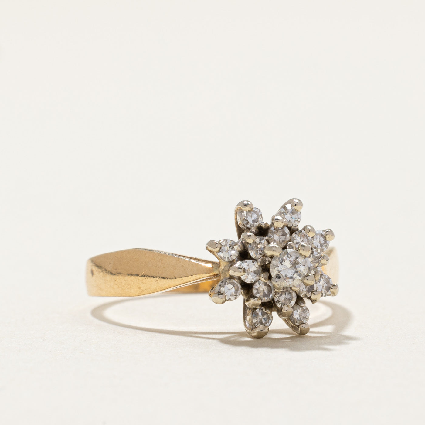 0.30ctw Diamond Cluster Ring for Women - Size 5.5 Wedding Band, Anniversary Gift, Engagement Jewelry - Perfect for Bridal, Party & Special Occasions