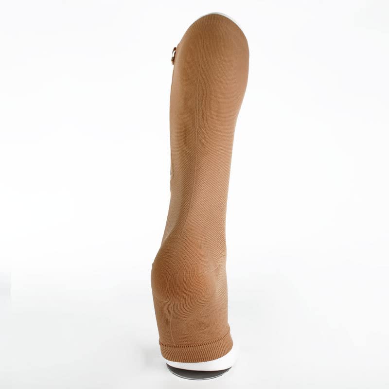 Zipper Compression Socks with Open Toe - Knee High Support Stockings for Sports & Medical Use (3X-Large, Beige) - Ideal for Running, Travel & Varicose Vein Relief