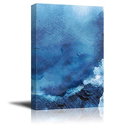 Wall26 Abstract Blue Ocean Oil Painting Canvas Wall Art - 32x48 Inch Giclee Print Gallery Wrapped Modern Home Decor - Perfect for Living Room, Bedroom & Office Wall Decoration