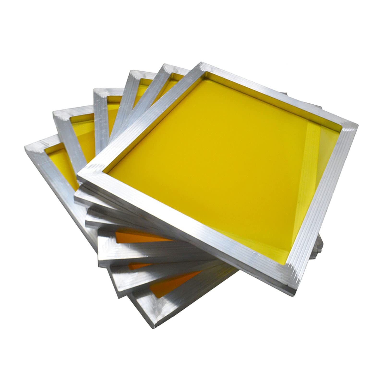 INTBUYING 6-Pack 8x10 Inch Aluminum Screen Printing Frames with 230 Mesh (100T) Yellow Fabric - DIY Silk Screen Printing Supplies for T-Shirts, Posters & Crafts