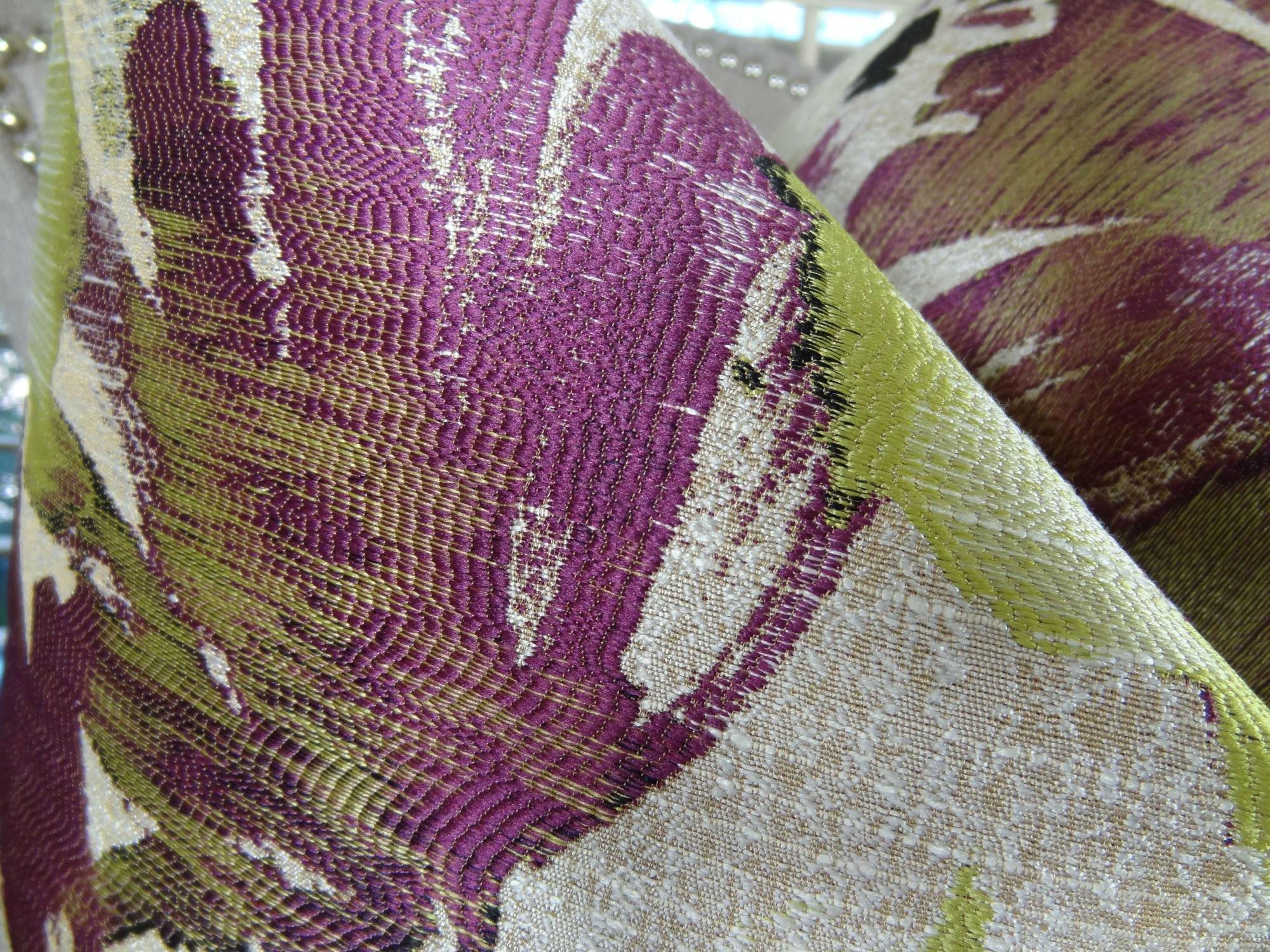 Designer Floral Throw Pillow - Modern Berry Fuchsia Citrine Yellow Ivory Grey Decorative Cushion | Made in USA | Perfect for Living Room Sofa, Bedroom Decor & Home Styling