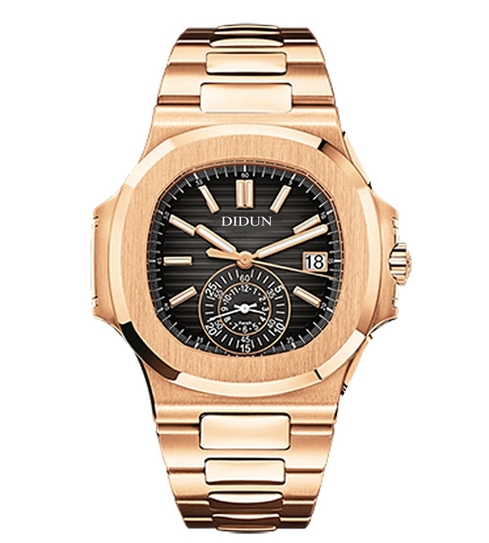 Premium DIDUN Stainless Steel Men's Watch - Luxury Nautilus Style Wristwatch with Date Display | Waterproof Business & Dress Watch for Men | Perfect for Office, Formal Events & Gifting