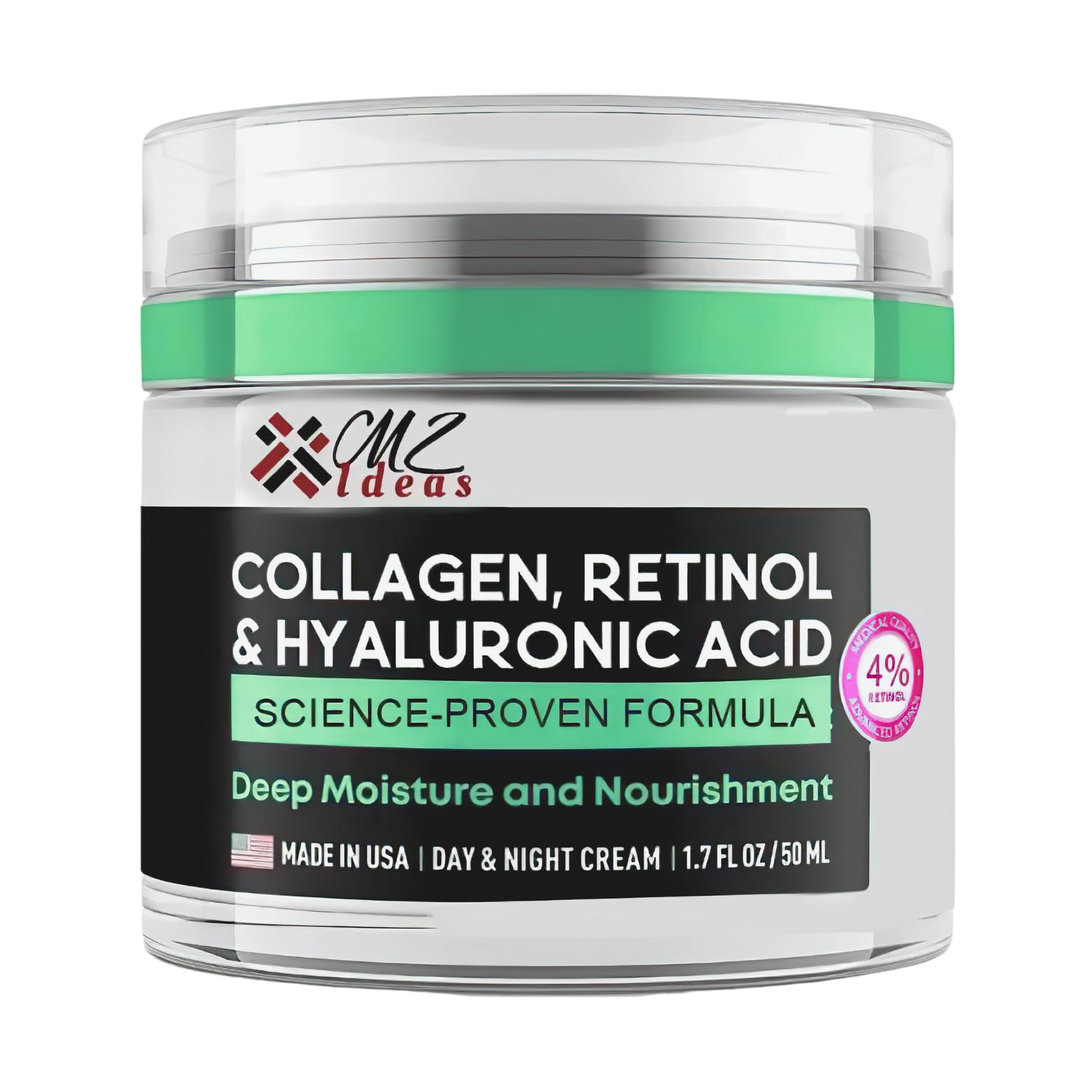 **Collagen Retinol & Hyaluronic Acid Face Cream – Anti-Aging Wrinkle Repair Moisturizer for Face, Neck & Décolleté – Deep Hydration & Firming – Made in USA – 1.7 fl oz – Perfect for Night Skincare & Daily Anti-Aging Routine**