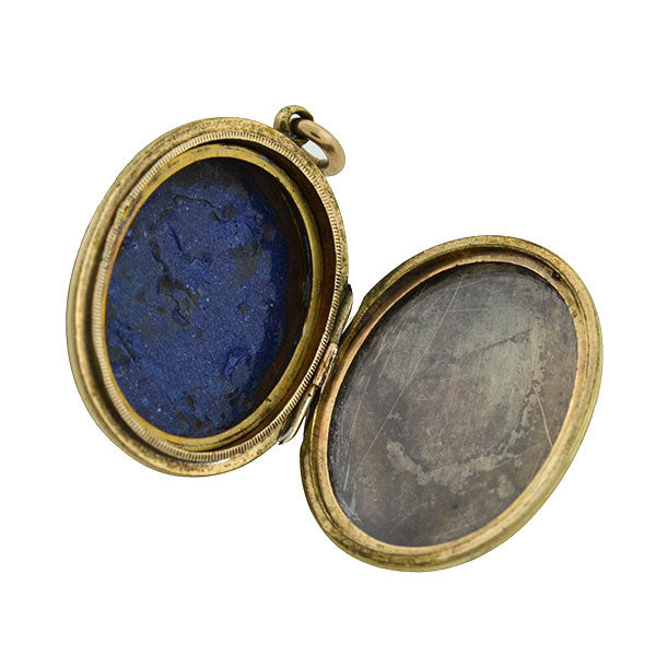 Victorian Style 9K Gold Enameled Memorial Locket Pendant - Perfect for Keepsakes, Remembrance Jewelry & Special Occasion Gifts
