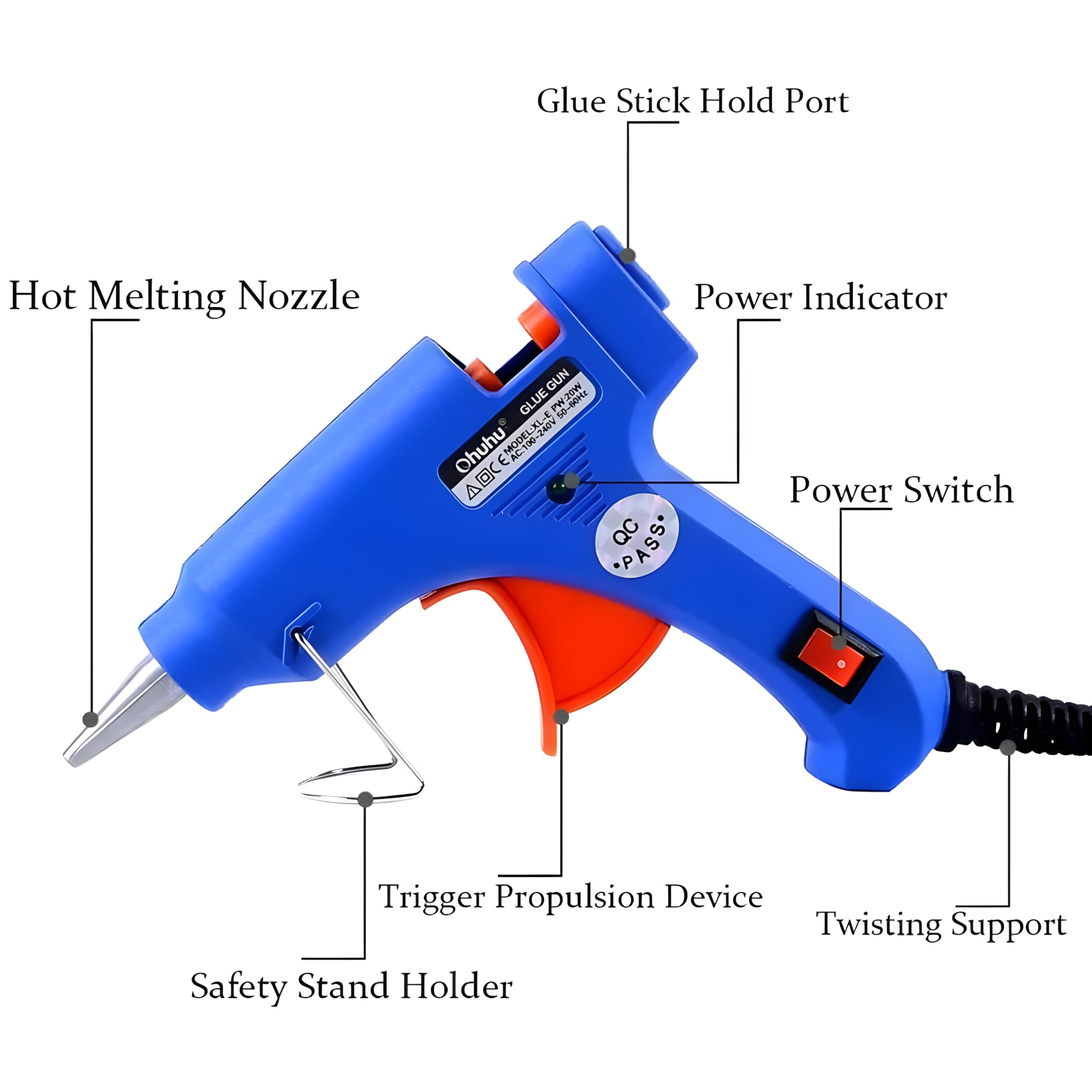 60W High-Temperature Glue Gun with On/Off Switch & LED Light - Heavy Duty for DIY Crafts, Home Repairs, Woodworking, Metal, Plastic, and Toy Fixing - Ergonomic Grip Design - Compatible with 7mm Glue Sticks - Perfect for Arts & Crafts, Home Improvement, and Hobby Projects