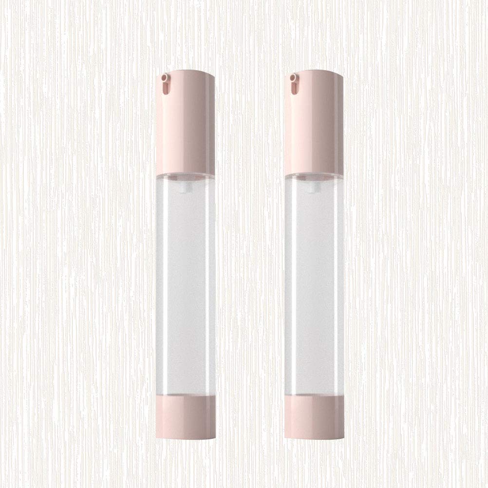 Cabilock 2-Pack Travel-Sized Foundation Bottles - Clear Pink Makeup Containers with Pump Dispenser for Lotion, Cream & Liquid Cosmetics | Perfect for Toiletries, Vanity Organizer & On-The-Go Touch Ups