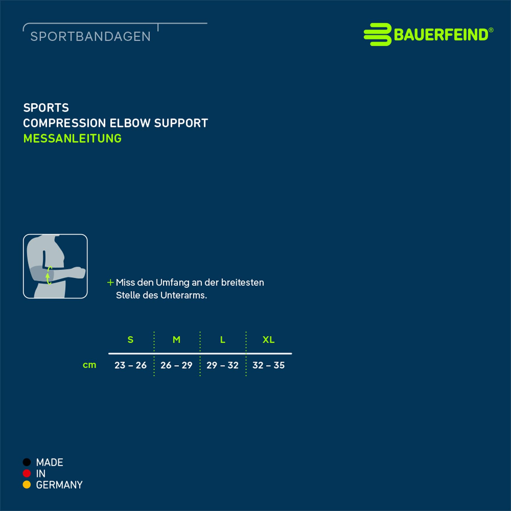 Bauerfeind Sports Compression Elbow Sleeve - Unisex Support for Athletics & Impact Activities - Adjustable Fit for Right or Left Arm - Black, Large - Ideal for Tennis, Golf, Weightlifting & Recovery