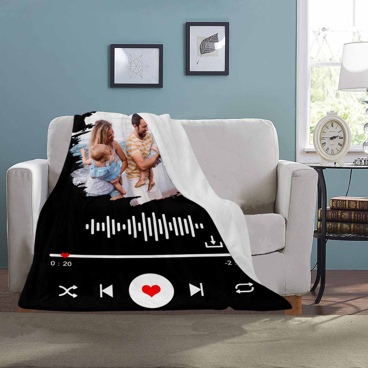 MyPupSocks Custom Best Friend Blanket for Women - Personalized Spotify Code Throw Blanket for BFFs, Sisters & Friends - 60x80 Soft Fleece Gift for Birthday, Office & Travel - Perfect for Movie Nights, Sleepovers & Cozy Home Decor