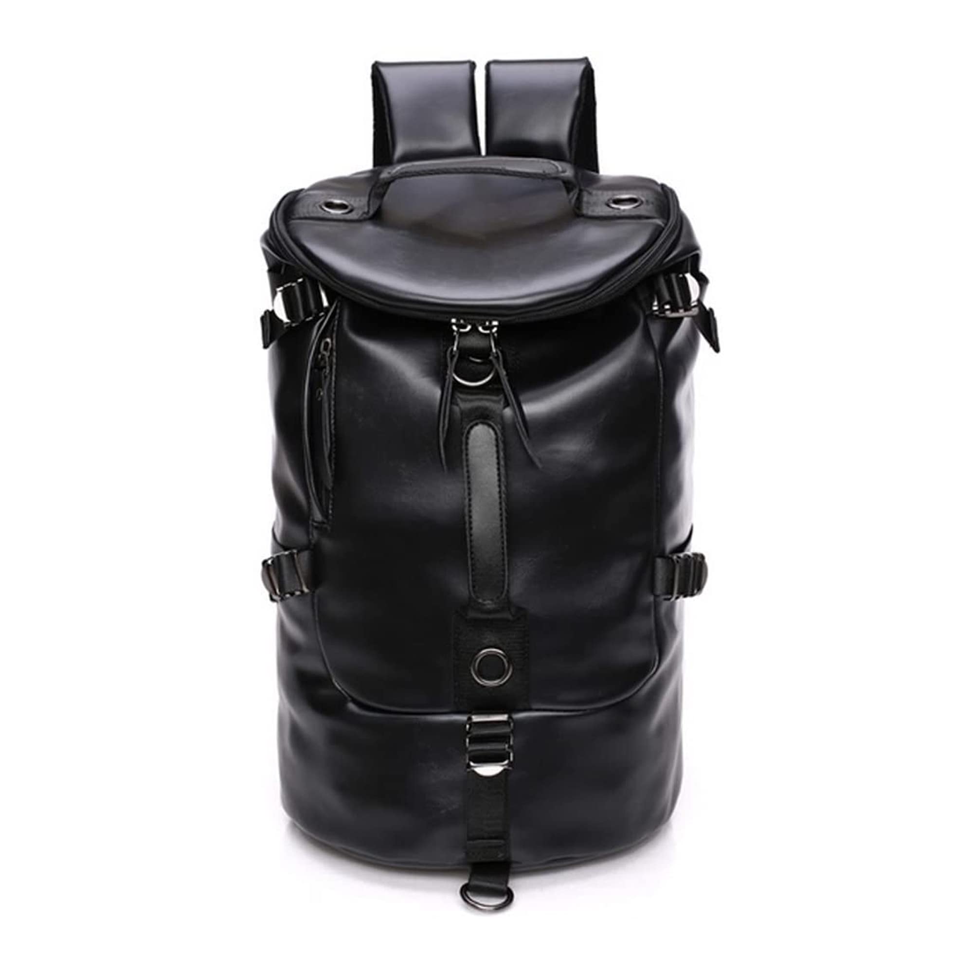 Premium Leather Travel Duffel Bag for Men - Waterproof Black Laptop Backpack with 3-Way Carry (Handbag/Shoulder Bag/Backpack) - Ideal for Business Trips, Airplane Carry-On & Daily Commute