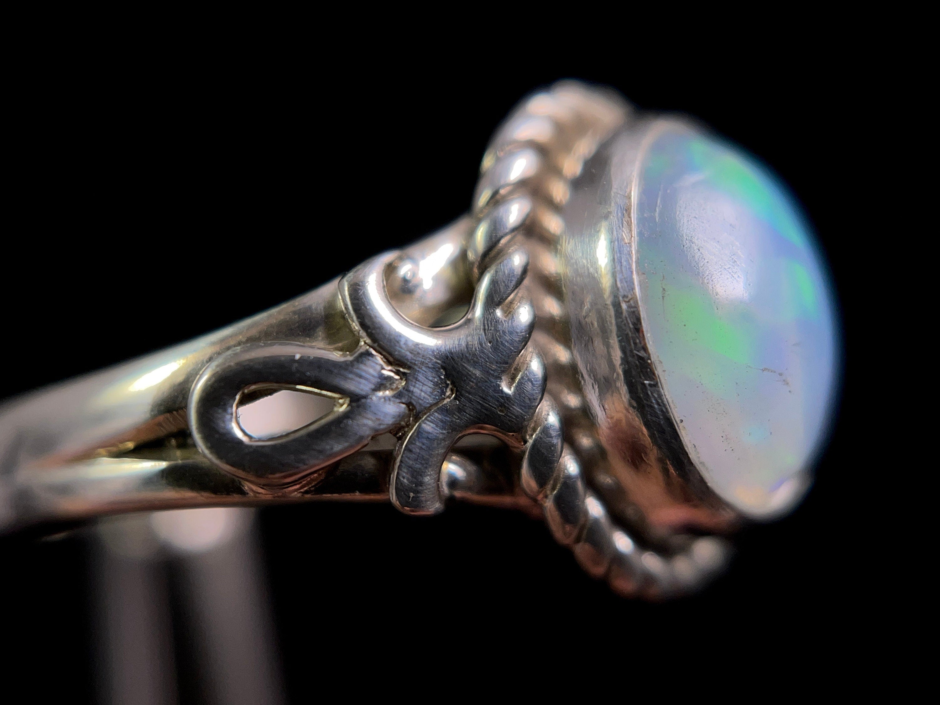 Ethiopian Opal Ring for Women - Sterling Silver Size 7, Welo Opal Bridal Jewelry - Perfect for Weddings, Anniversaries & Special Occasions