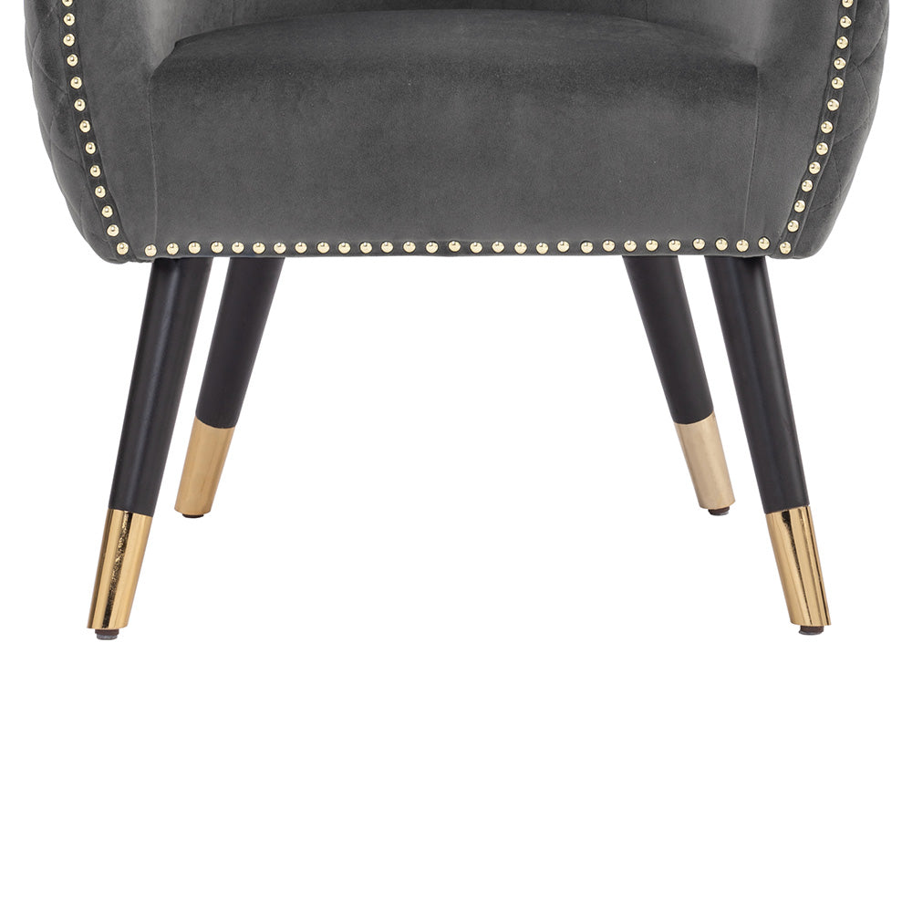 DENIZ Lounge Chair - Modern Grey Accent Chair for Living Room, Bedroom & Office - Comfortable Single Seater with Soft Cushions - Perfect for Relaxing, Reading & Napping