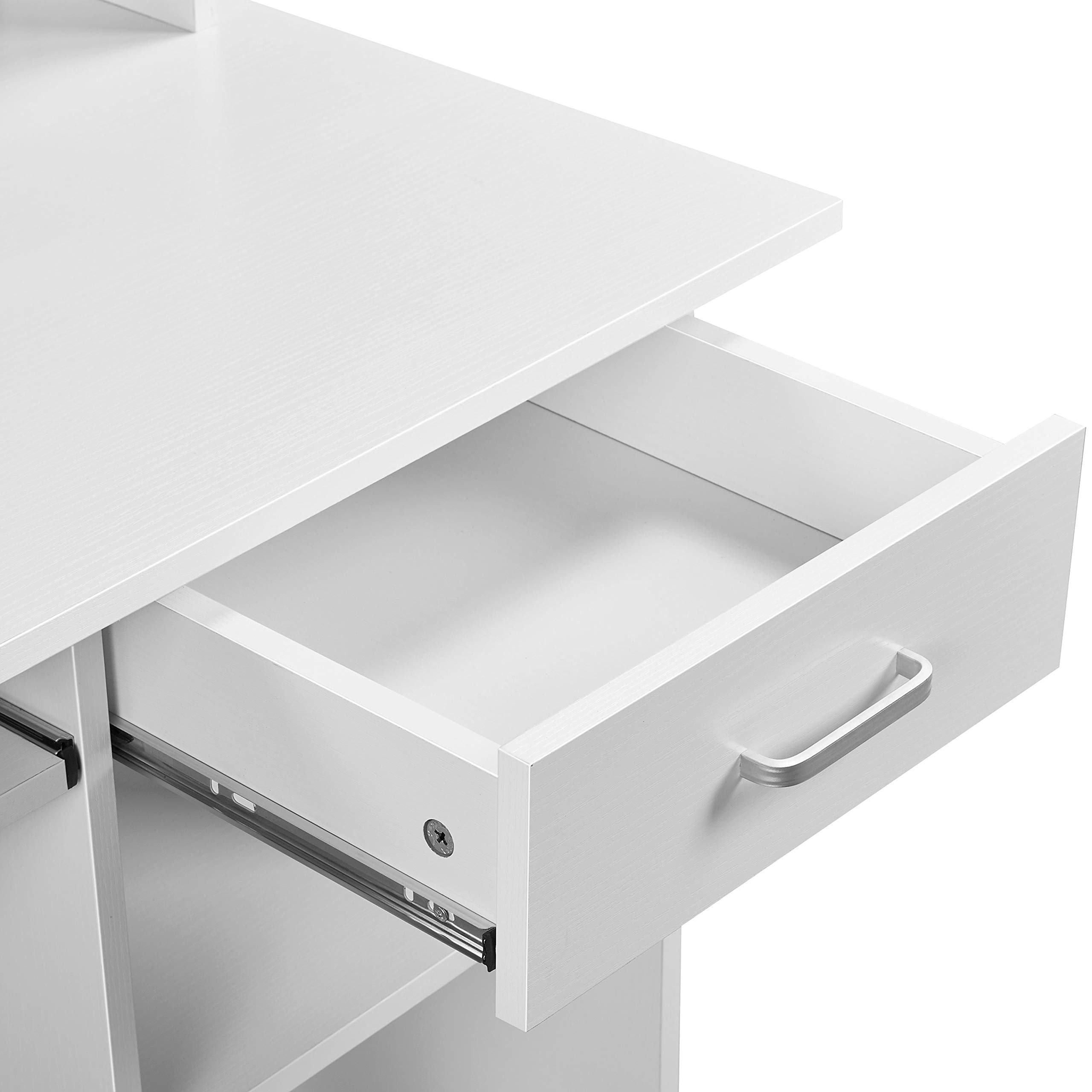 Yaheetech White Wooden Computer Desk with Keyboard Tray - Modern Home Office Desk, Study Writing Table for PC & Laptop - Perfect for Small Spaces, Remote Work & Student Dorm Rooms